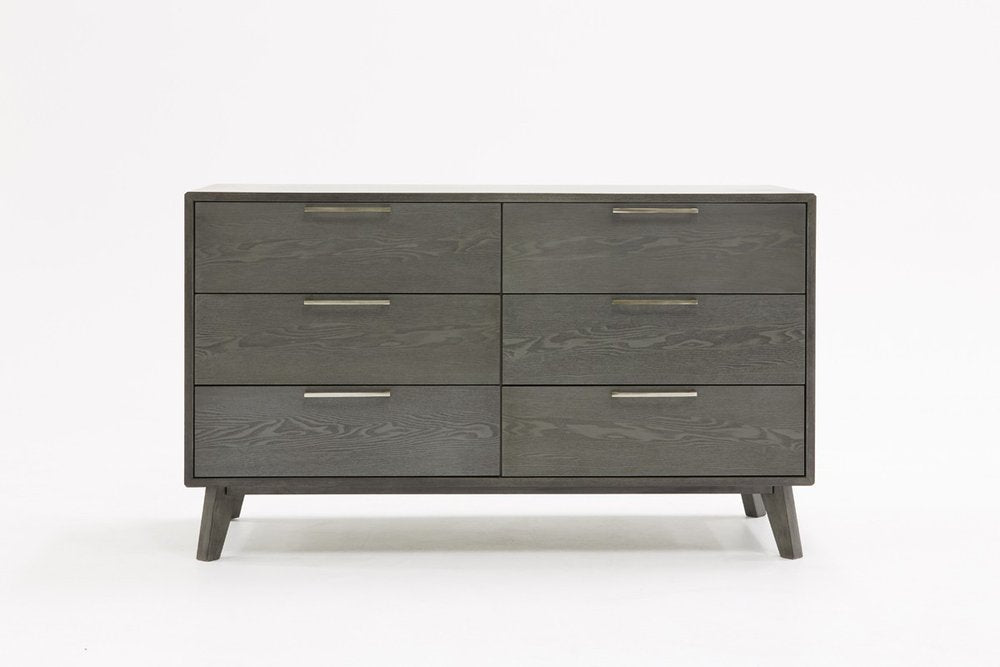 Grey Wash Solid Wood Six Drawer Double Dresser - 51-inch