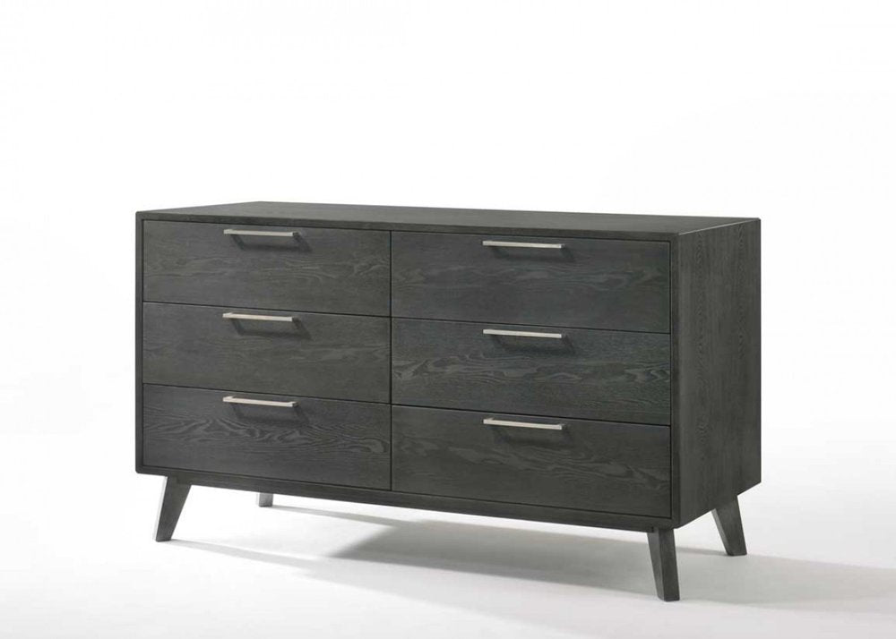 Grey Wash Solid Wood Six Drawer Double Dresser - 51-inch