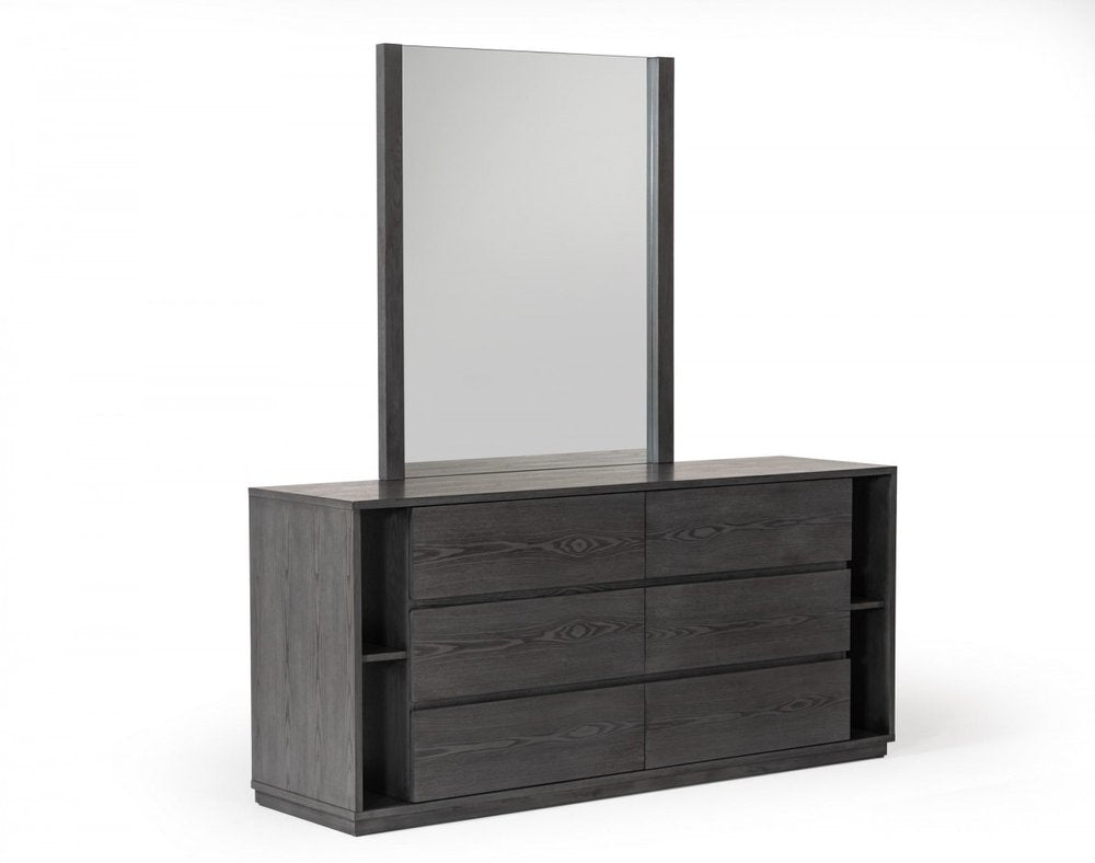 Walnut Solid Wood Six Drawer Double Dresser - 63-inch