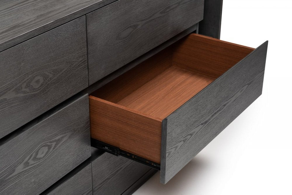 Walnut Solid Wood Six Drawer Double Dresser - 63-inch