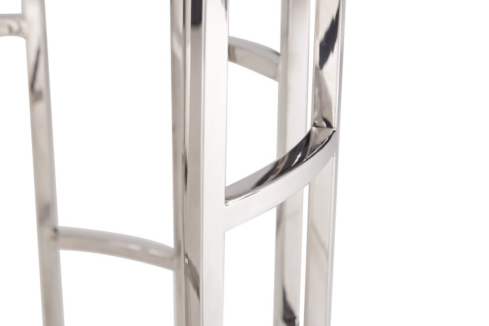 Stylish Silver and White Marble Round Geometric End or Side Table