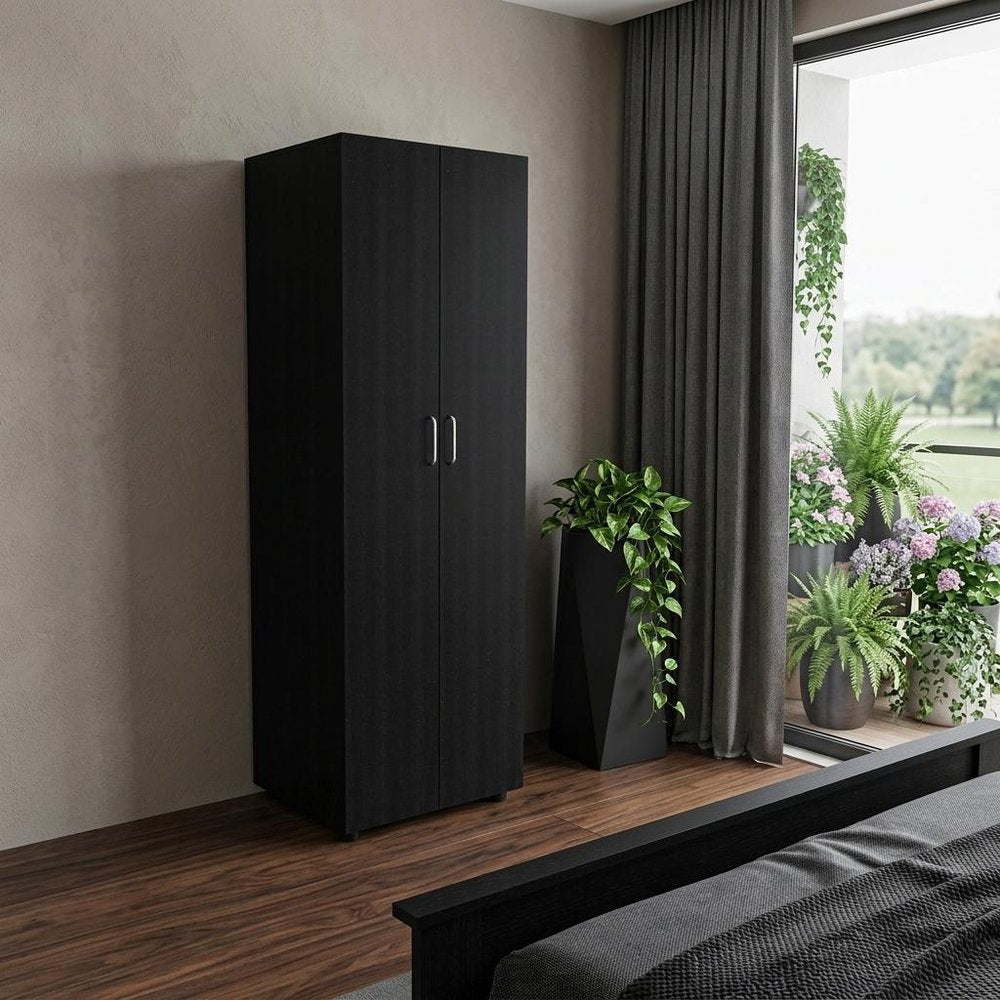Black Wood Two Door Combo Dresser - 71-inch