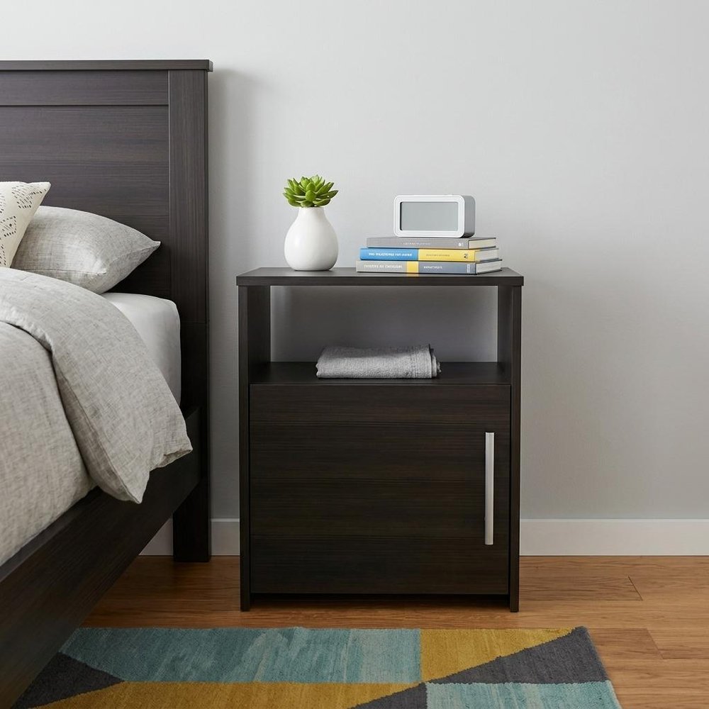 Black Wood Nightstand - 23-inch