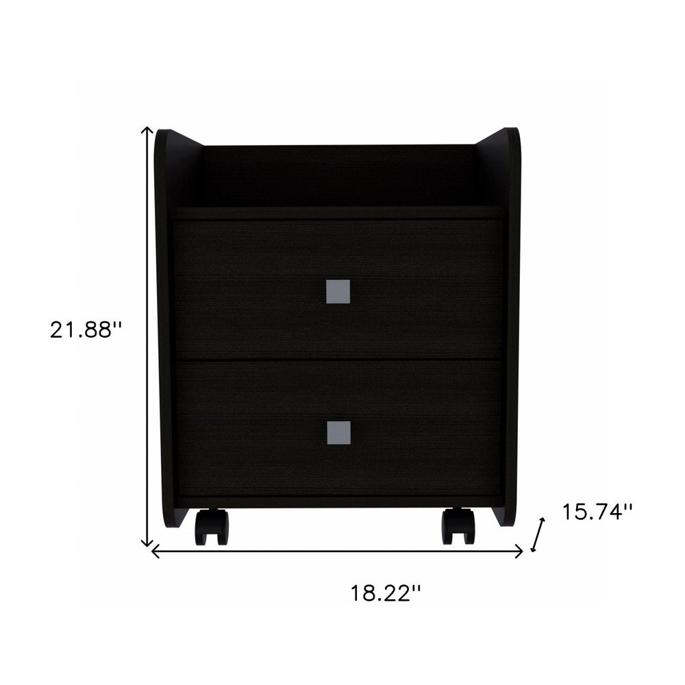 Wood Two Drawer Nightstand - 22-inch