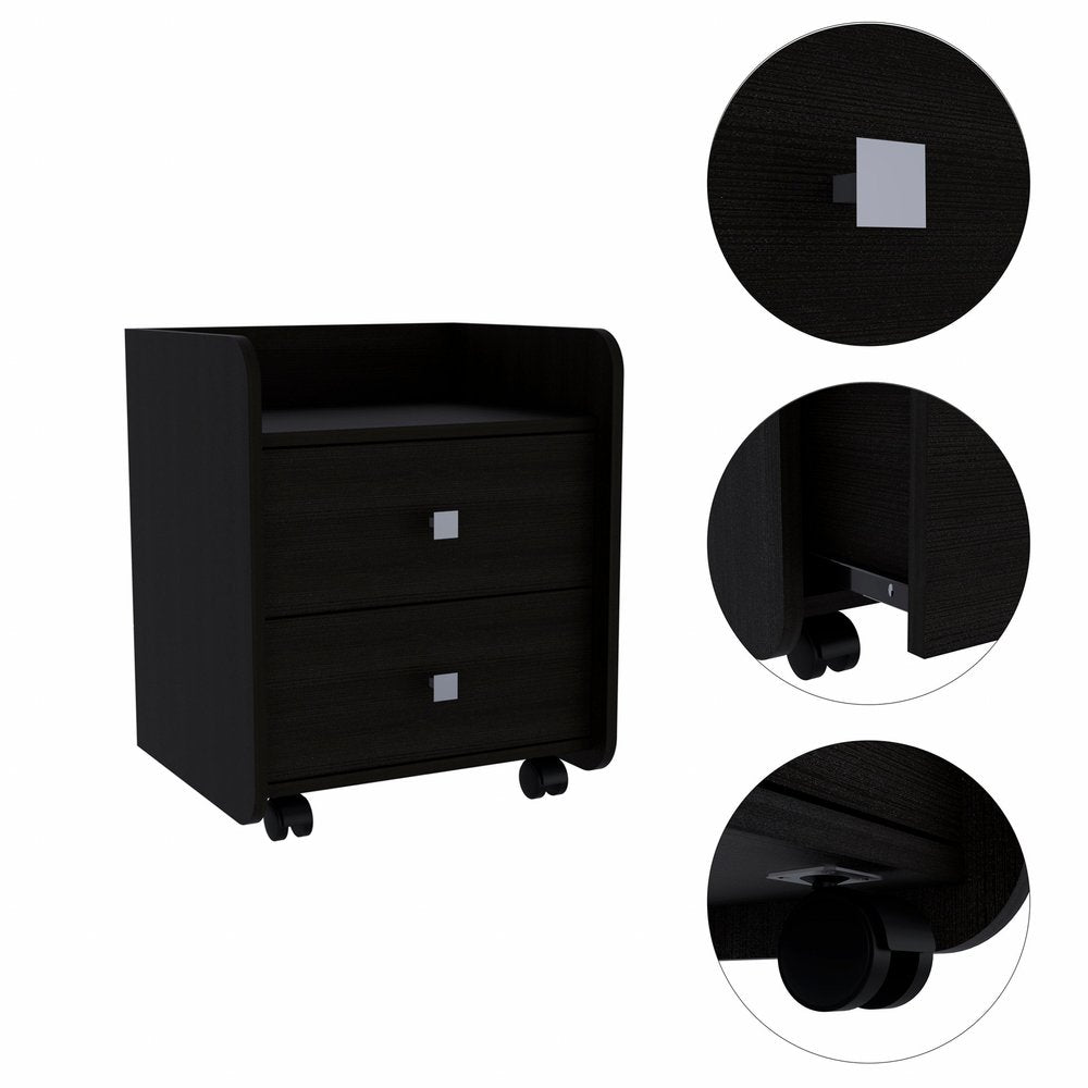 Wood Two Drawer Nightstand - 22-inch