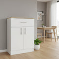Light Oak and White Pantry Cabinet - 34-inch