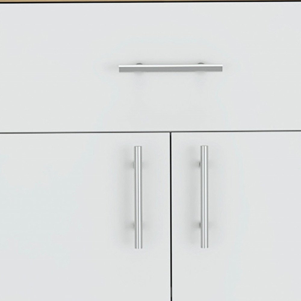 Light Oak and White Pantry Cabinet - 34-inch