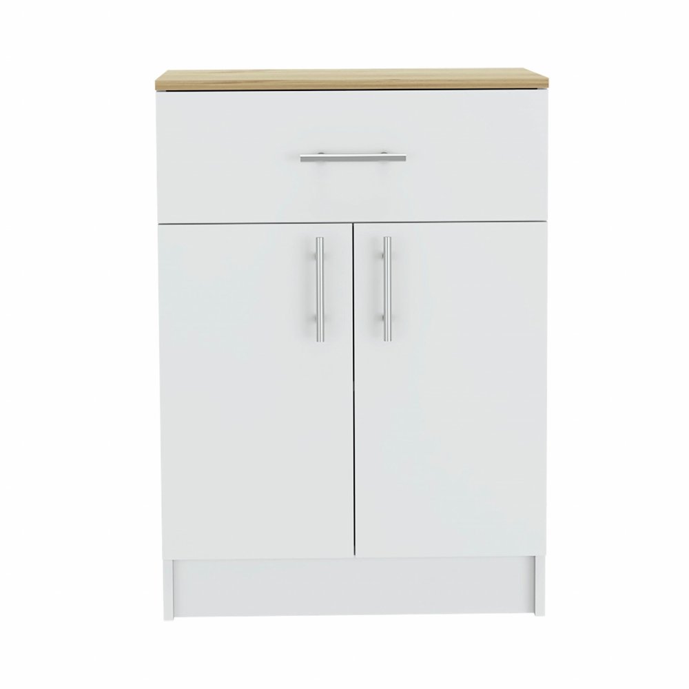 Light Oak and White Pantry Cabinet - 34-inch