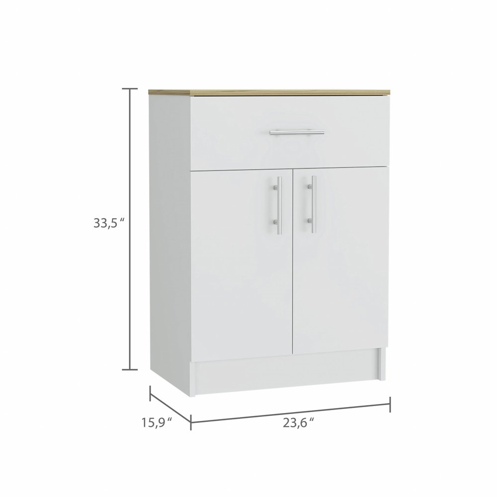Light Oak and White Pantry Cabinet - 34-inch