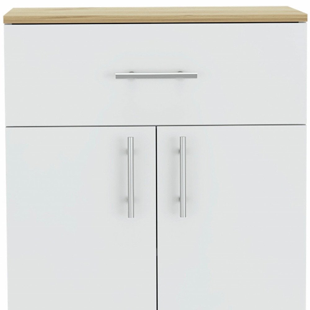 Light Oak and White Pantry Cabinet - 34-inch
