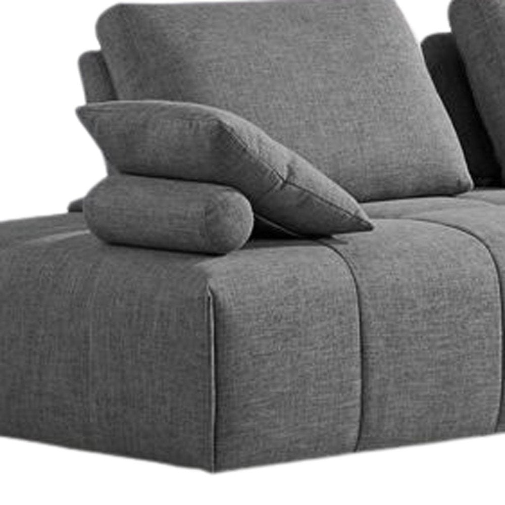 Gray Polyester Modular L Shaped Two Piece Sofa and Chaise Sectional and Toss Pillows