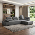 Gray Fabric L Shaped Two Piece Sofa and Chaise Sectional