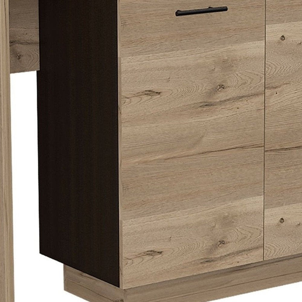 Natural and Natural and Black 59 Kitchen Island with Storage