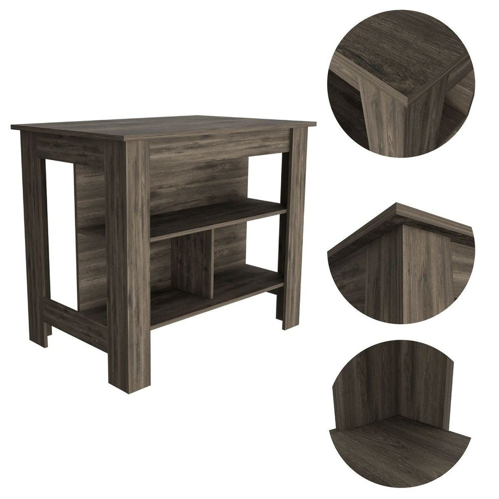 Brown 41 Kitchen Island with Storage