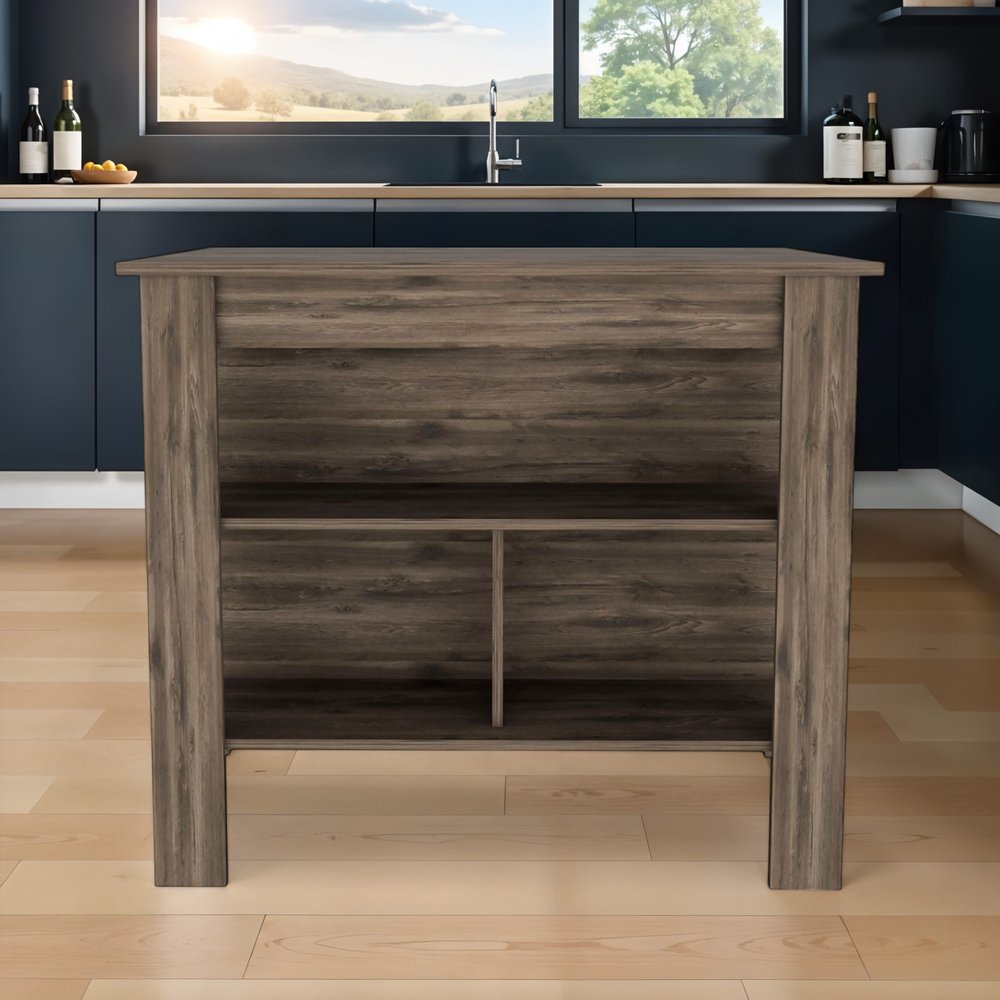 Brown 41 Kitchen Island with Storage