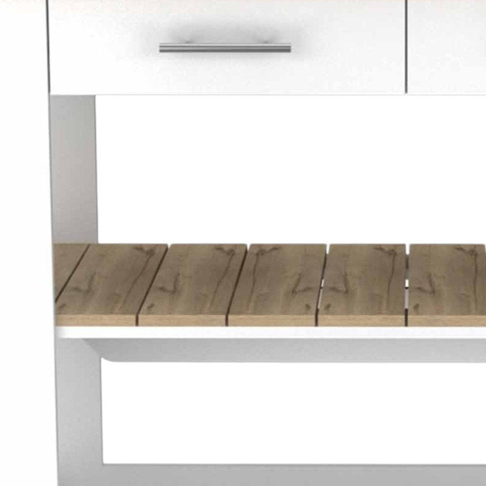 White and Brown 40 Rolling Kitchen Cart with Storage