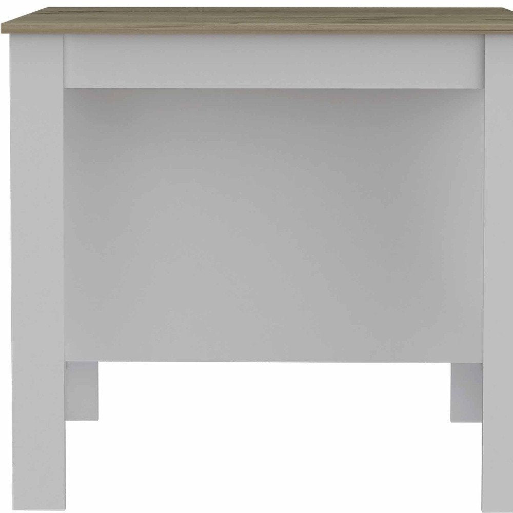 White and Brown 41 Kitchen Island with Storage