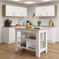White and Brown 41 Kitchen Island with Storage