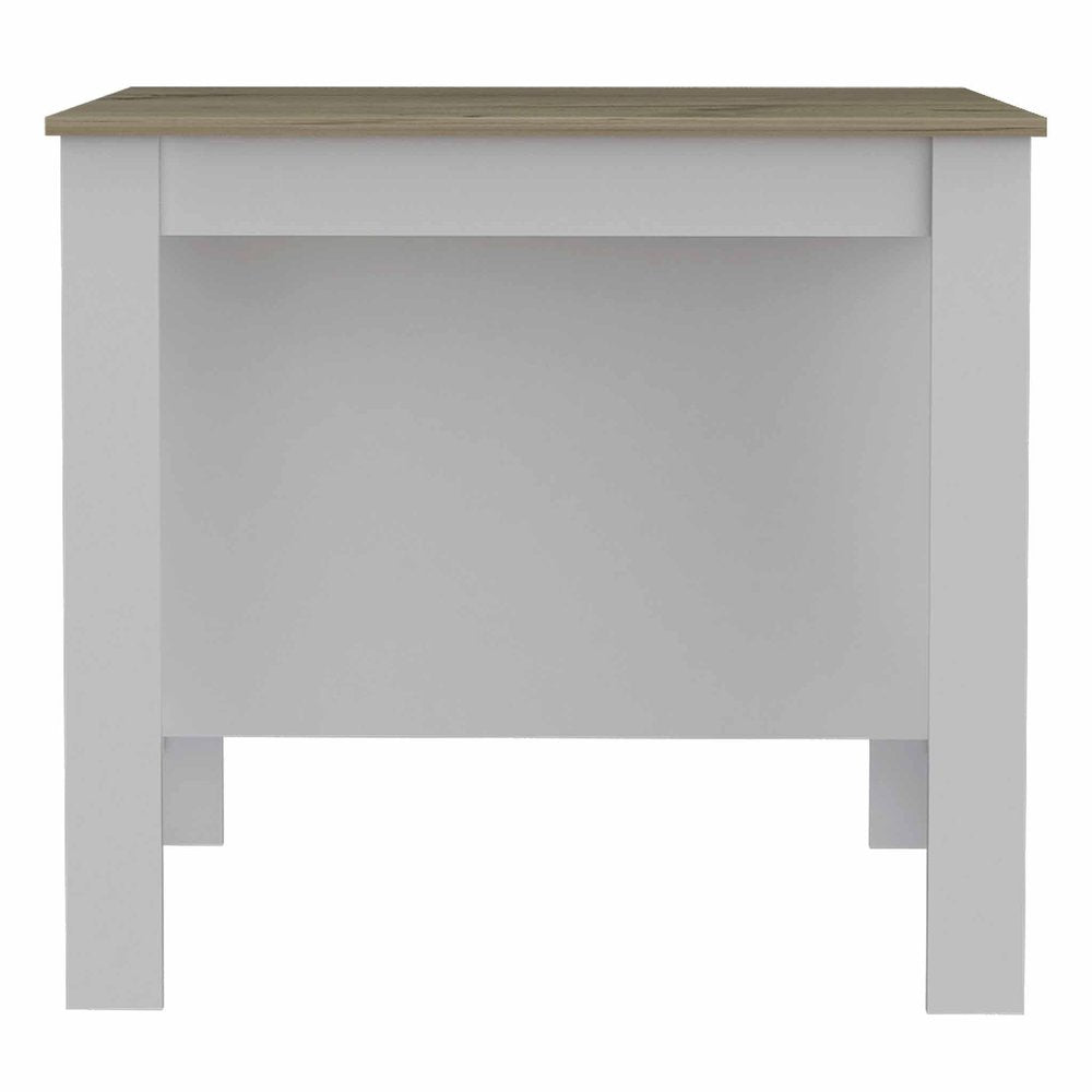 White and Brown 41 Kitchen Island with Storage