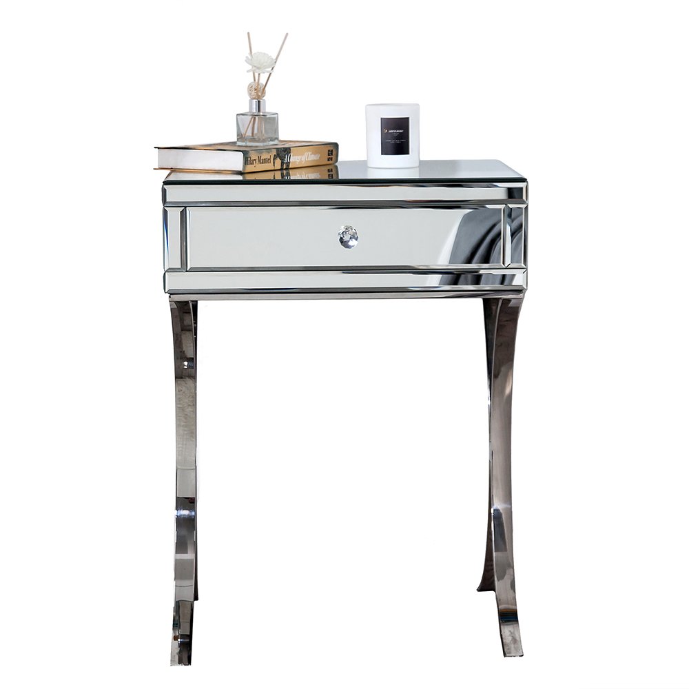 Stainless Steel and Mirror Nightstand - 24-inch