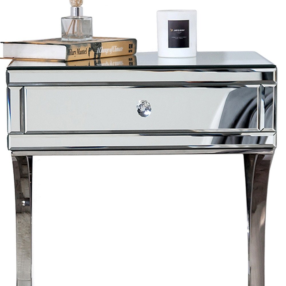 Stainless Steel and Mirror Nightstand - 24-inch