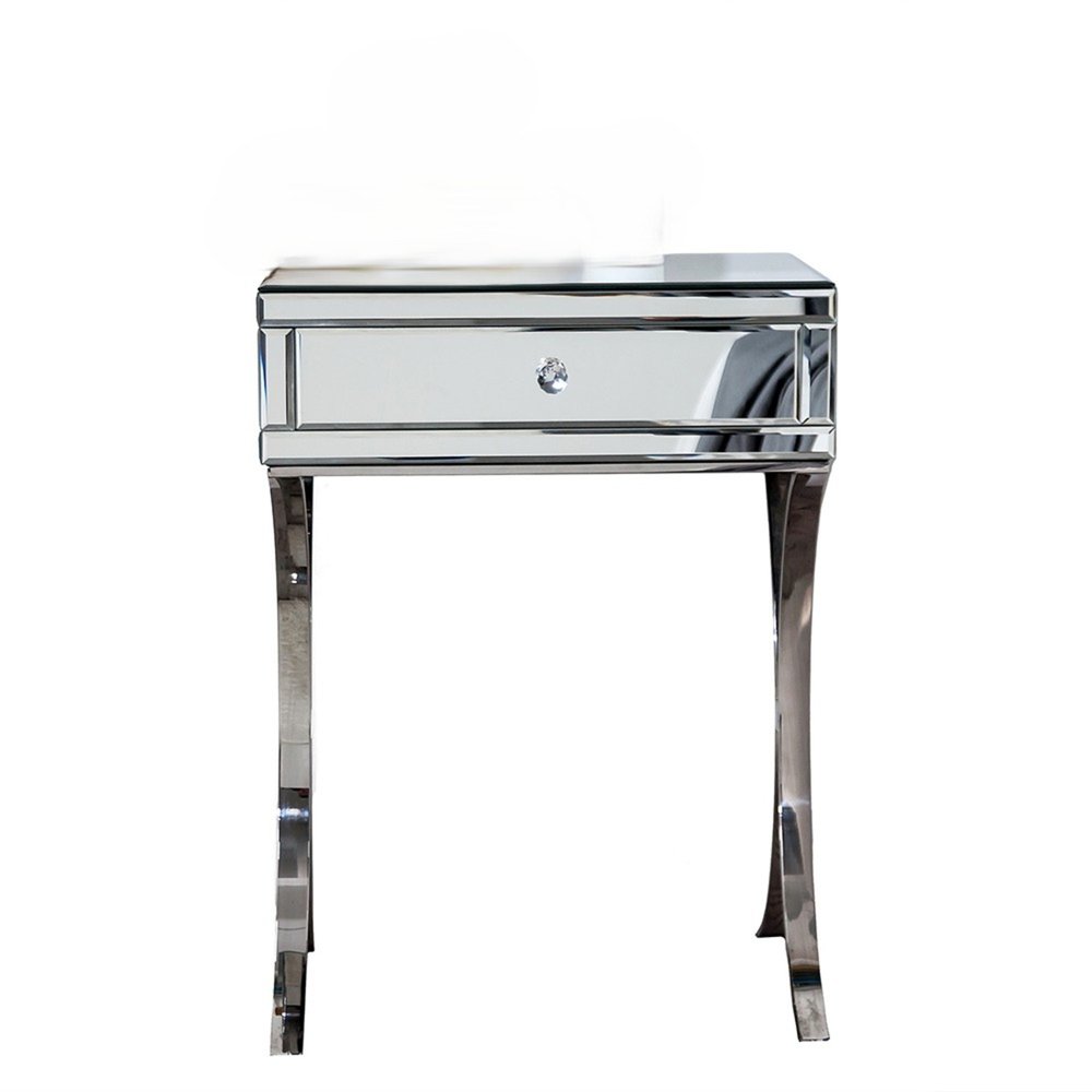 Stainless Steel and Mirror Nightstand - 24-inch