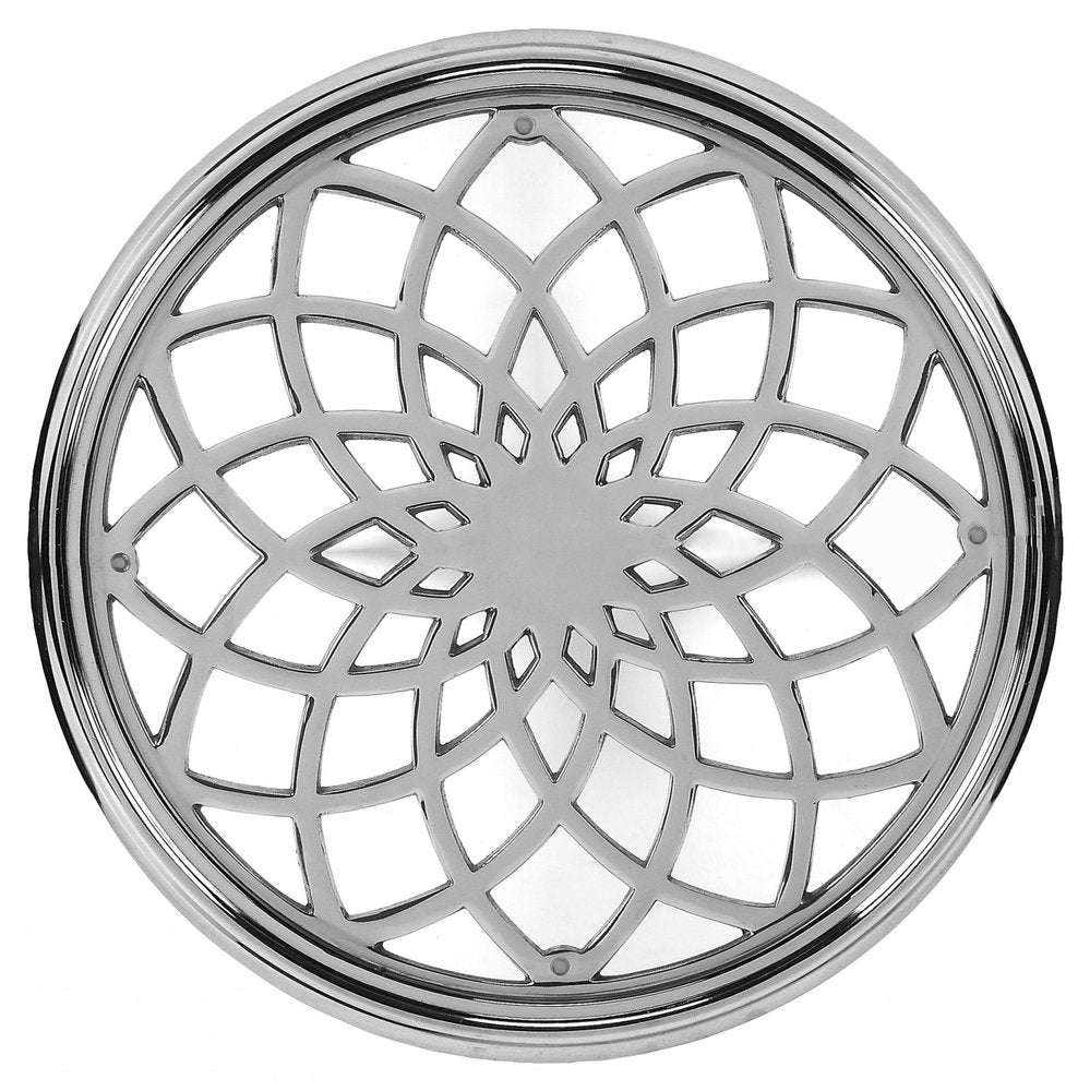 Silver Aluminum Open Lattice Round Top End Table - 26-inch