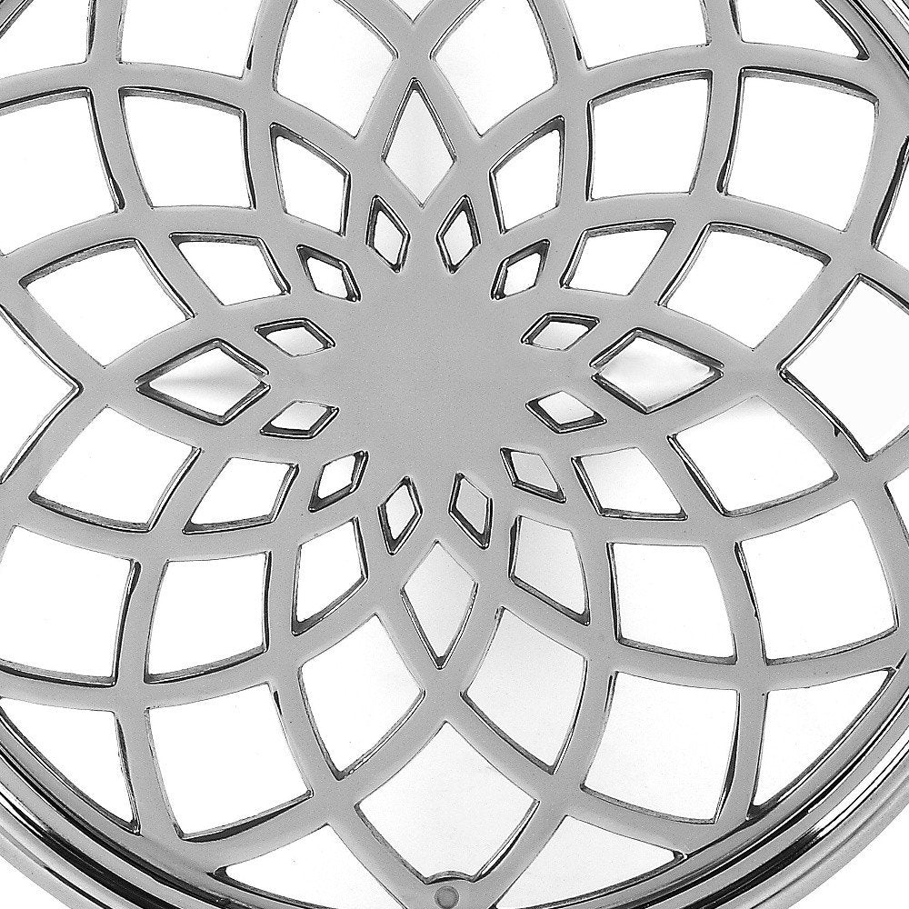 Silver Aluminum Open Lattice Round Top End Table - 26-inch