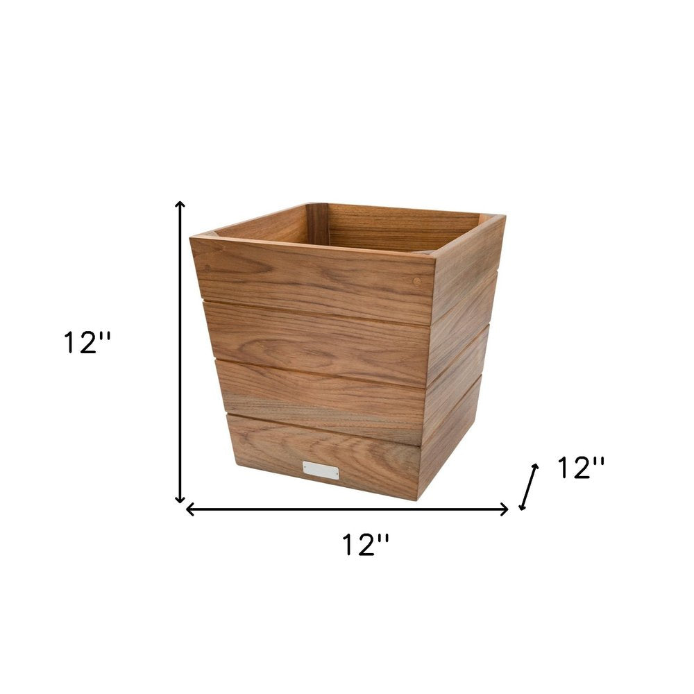 Brown Wood Indoor Outdoor Square Planter Box - 12-inch