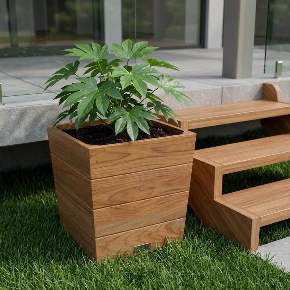 Brown Wood Indoor Outdoor Square Planter Box - 12-inch