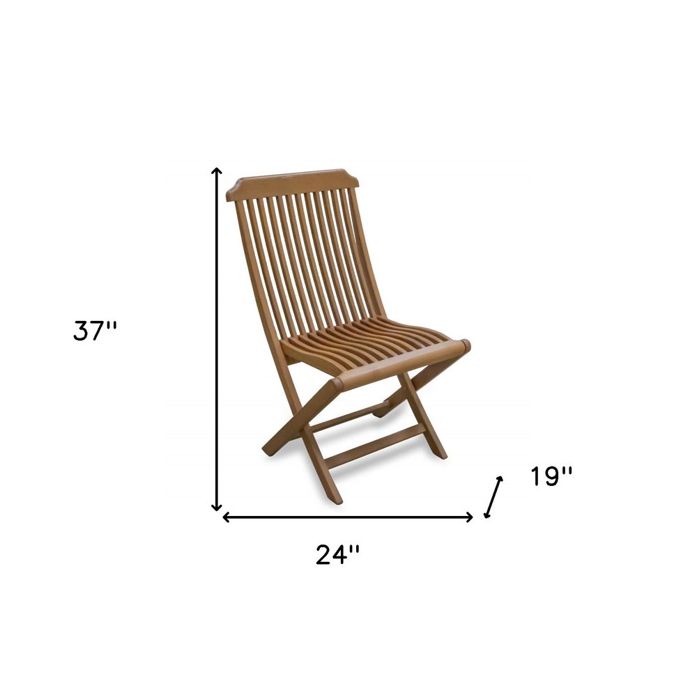 Brown Solid Wood Indoor Outdoor Deck Chair - 24-inch
