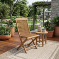Brown Solid Wood Indoor Outdoor Deck Chair - 24-inch