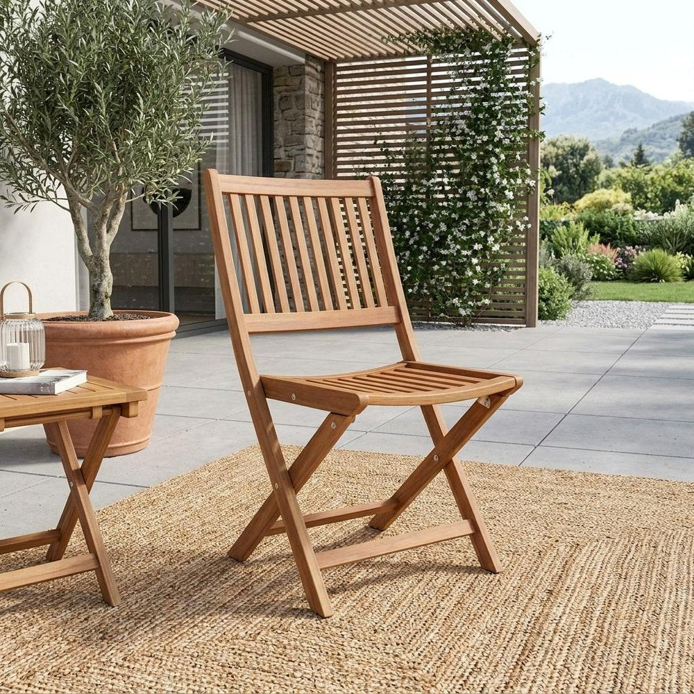 Brown Solid Wood Indoor Outdoor Deck Chair - 24-inch