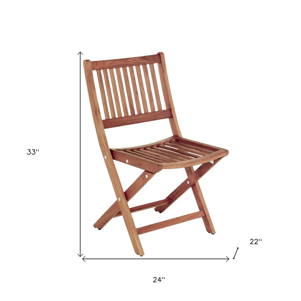 Brown Solid Wood Indoor Outdoor Deck Chair - 24-inch