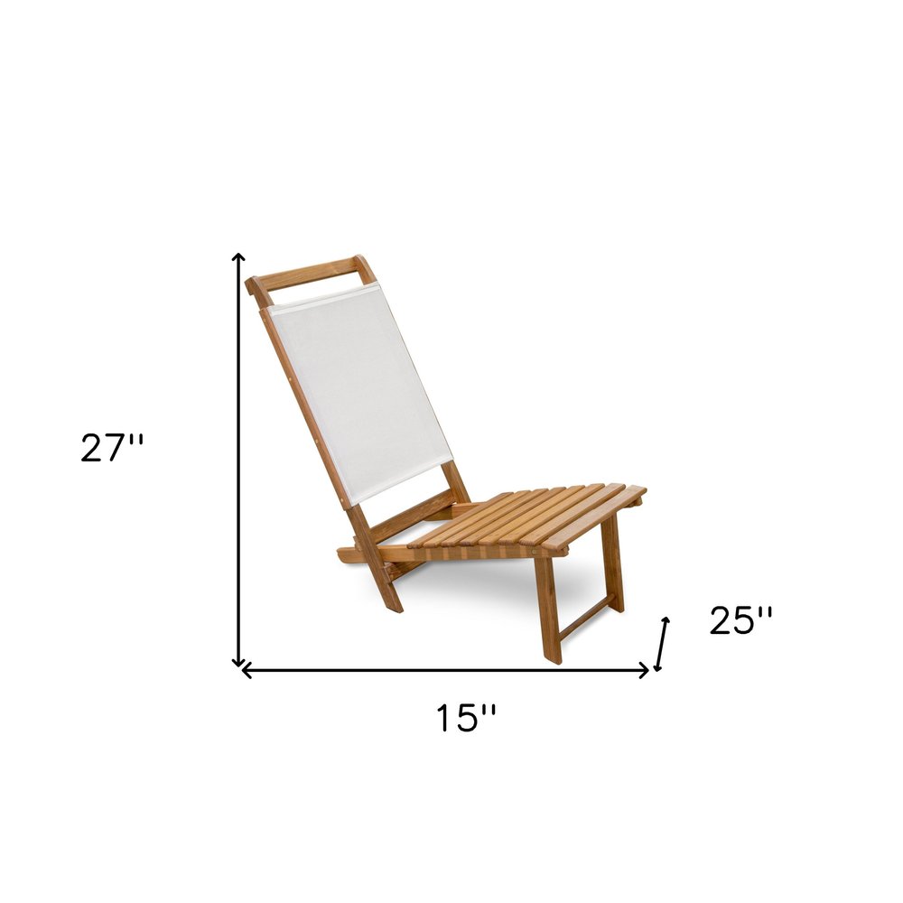 Brown and Natural Wood Solid Wood Outdoor Deck Chair - 15-inch