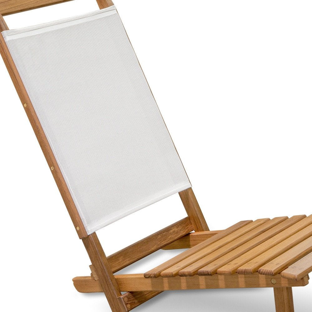 Brown and Natural Wood Solid Wood Outdoor Deck Chair - 15-inch