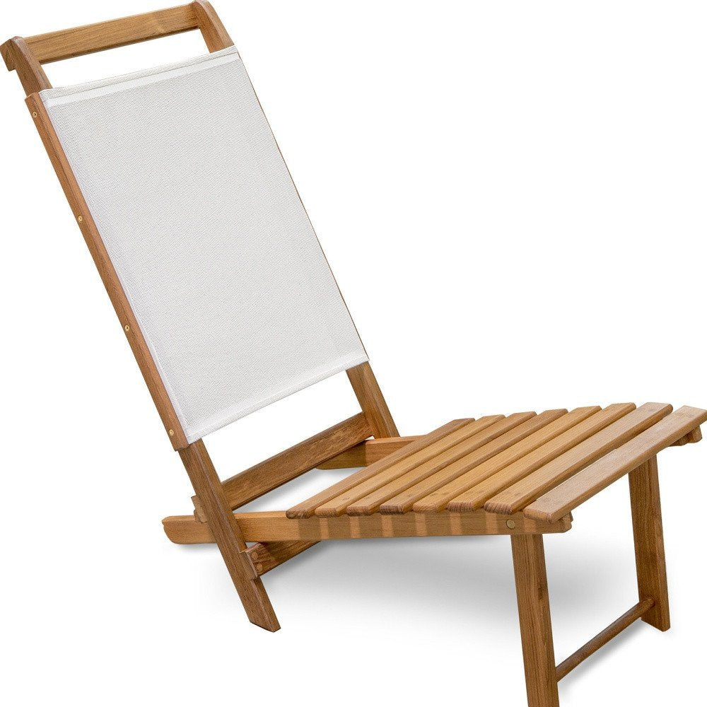 Brown and Natural Wood Solid Wood Outdoor Deck Chair - 15-inch