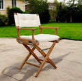 Natural Solid Wood Outdoor Folding Director Chair with Cream Cushion