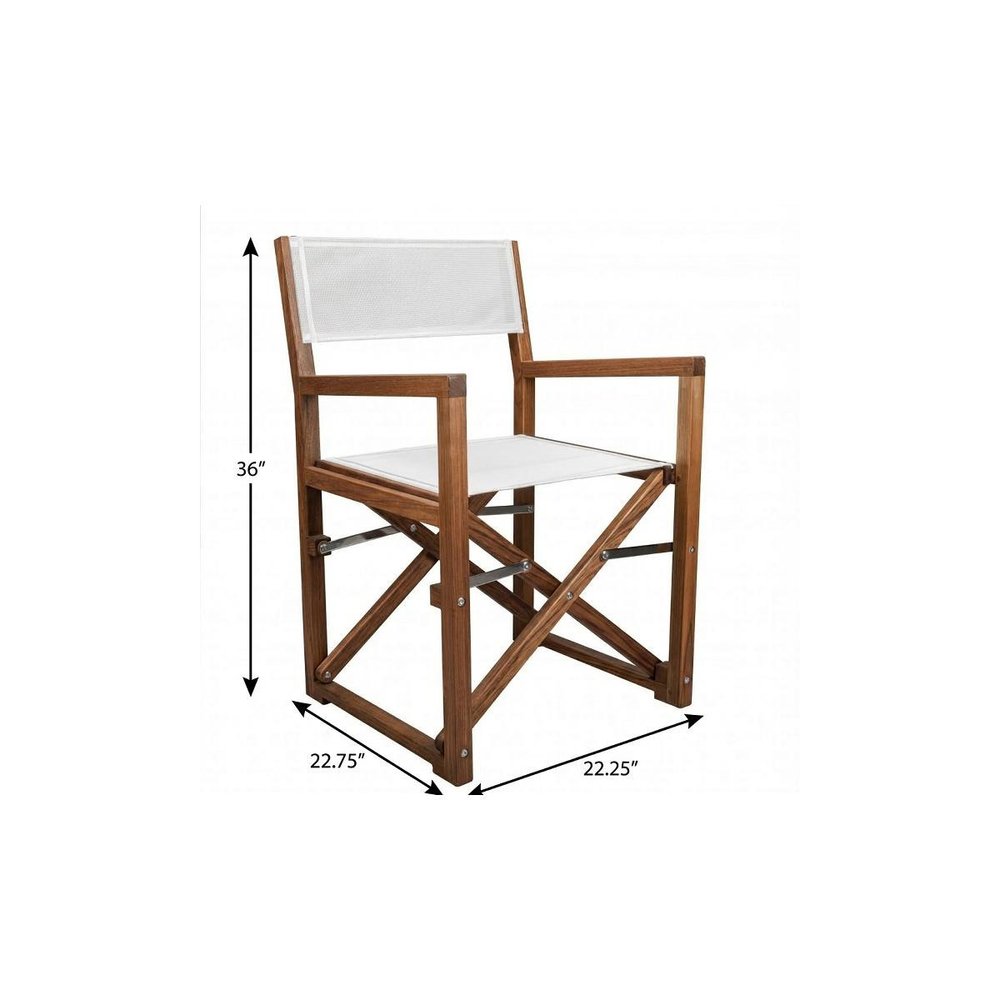 White and Natural Wood Solid Wood Indoor Outdoor Director Chair