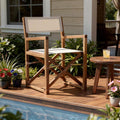 White and Natural Wood Solid Wood Indoor Outdoor Director Chair