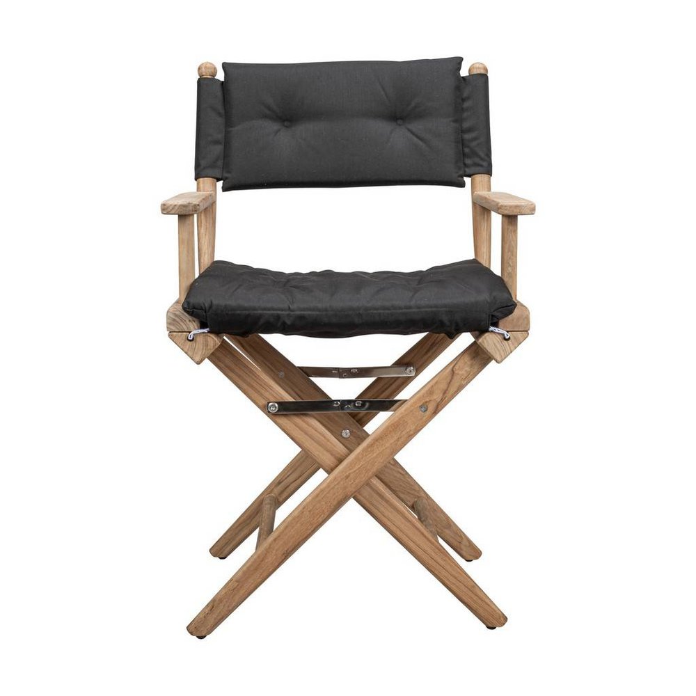 Black and Brown Solid Wood Indoor Outdoor Director Chair with Black Cushion