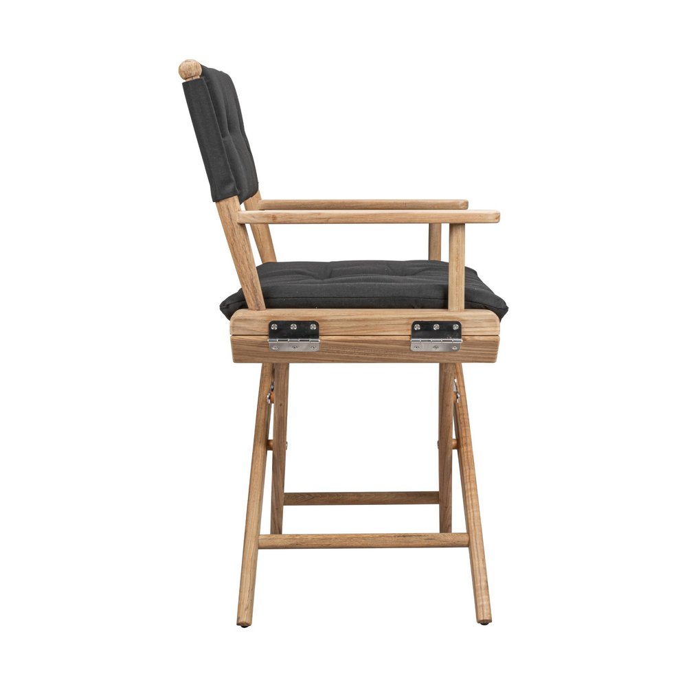 Black and Brown Solid Wood Indoor Outdoor Director Chair with Black Cushion