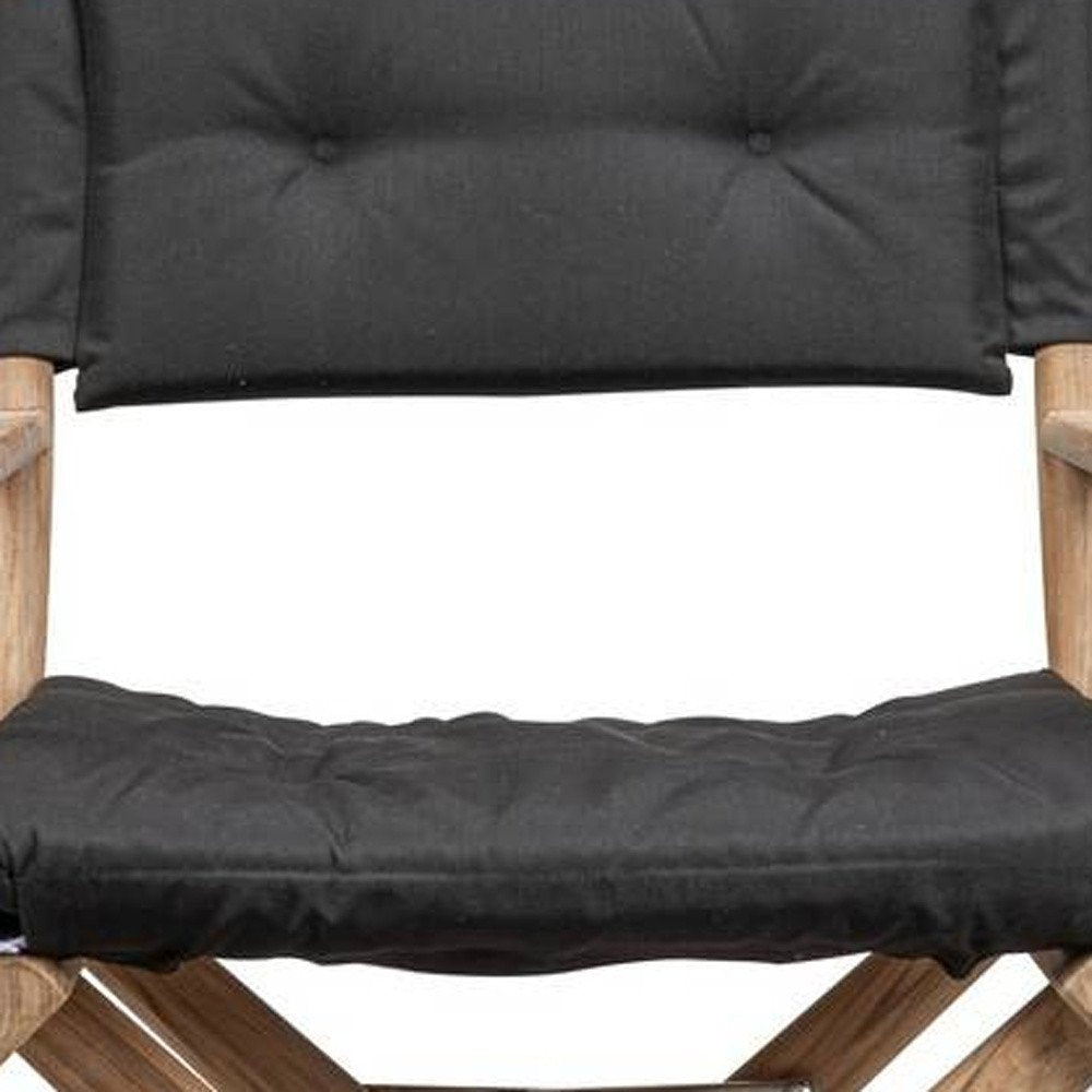 Black and Brown Solid Wood Indoor Outdoor Director Chair with Black Cushion