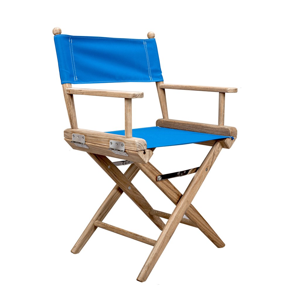 Blue and Brown Solid Wood Director Chair