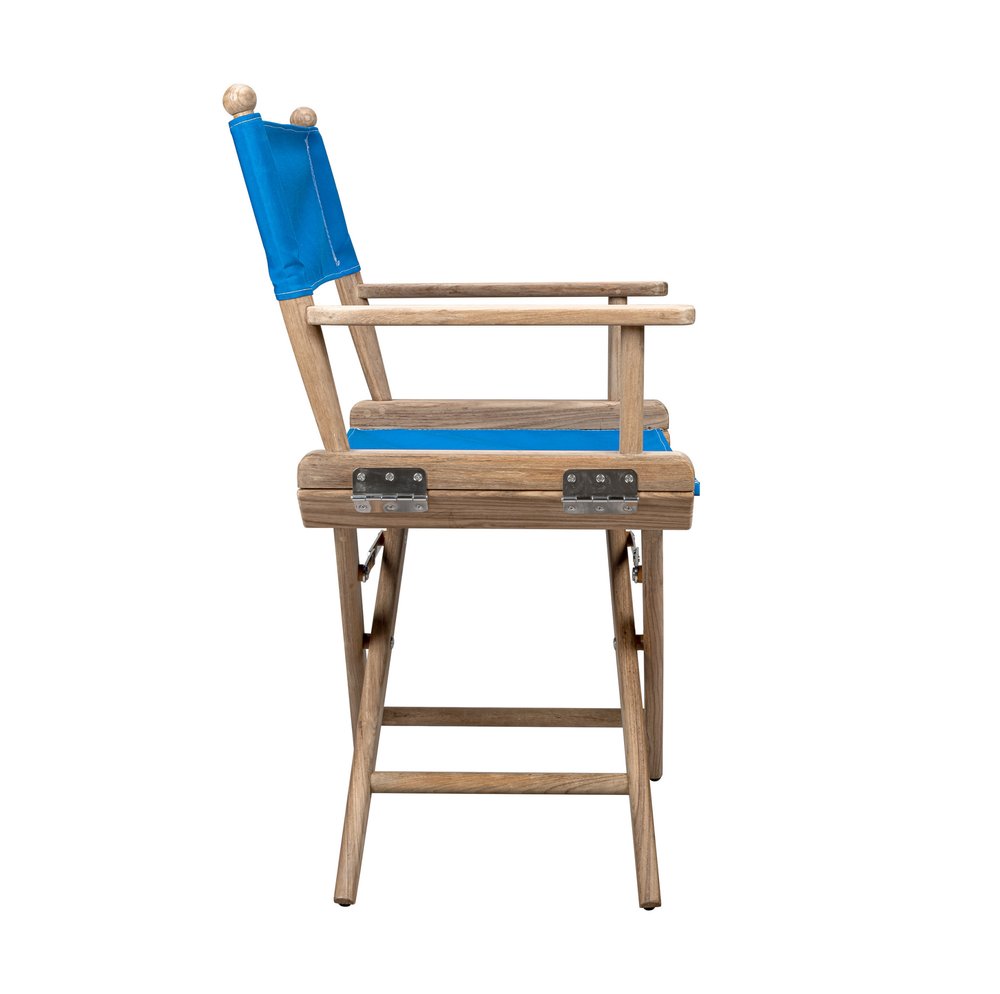 Blue and Brown Solid Wood Director Chair
