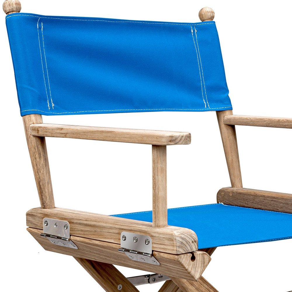 Blue and Brown Solid Wood Director Chair