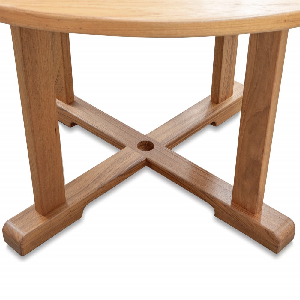 Brown Round Solid Teak Wood Dining Table - 48-inch