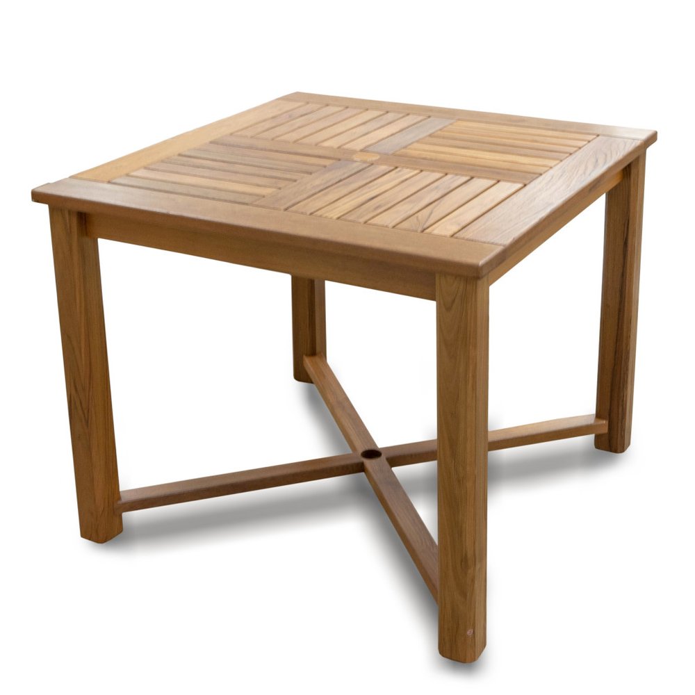 Brown Square Solid Wood Trestle Base Dining Table - 36-inch
