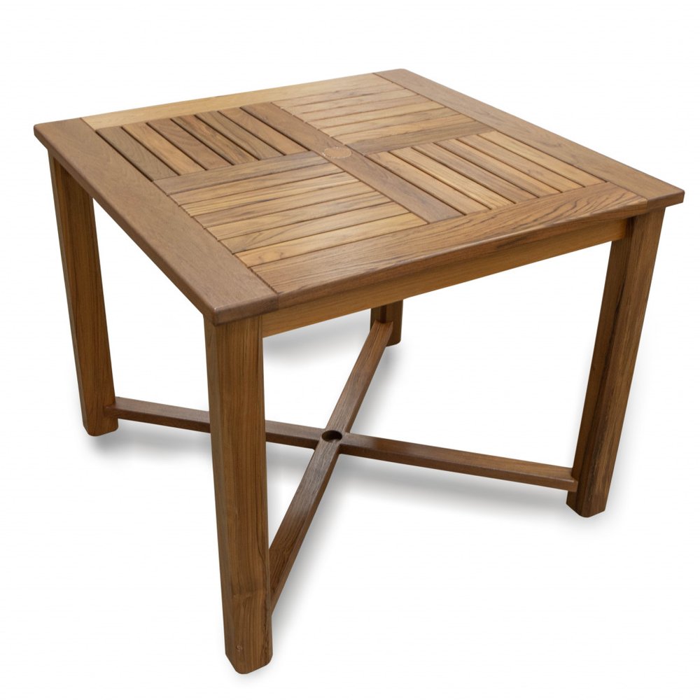 Brown Square Solid Wood Trestle Base Dining Table - 36-inch