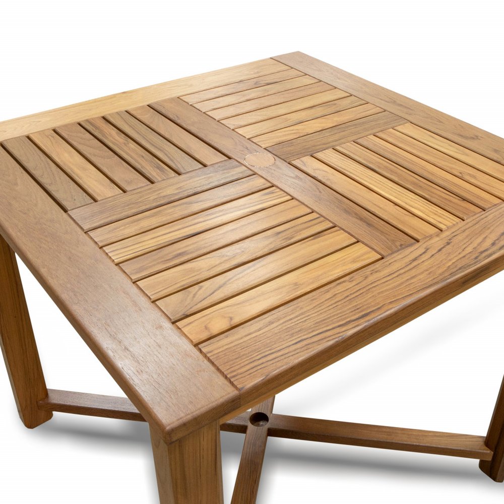 Brown Square Solid Wood Trestle Base Dining Table - 36-inch